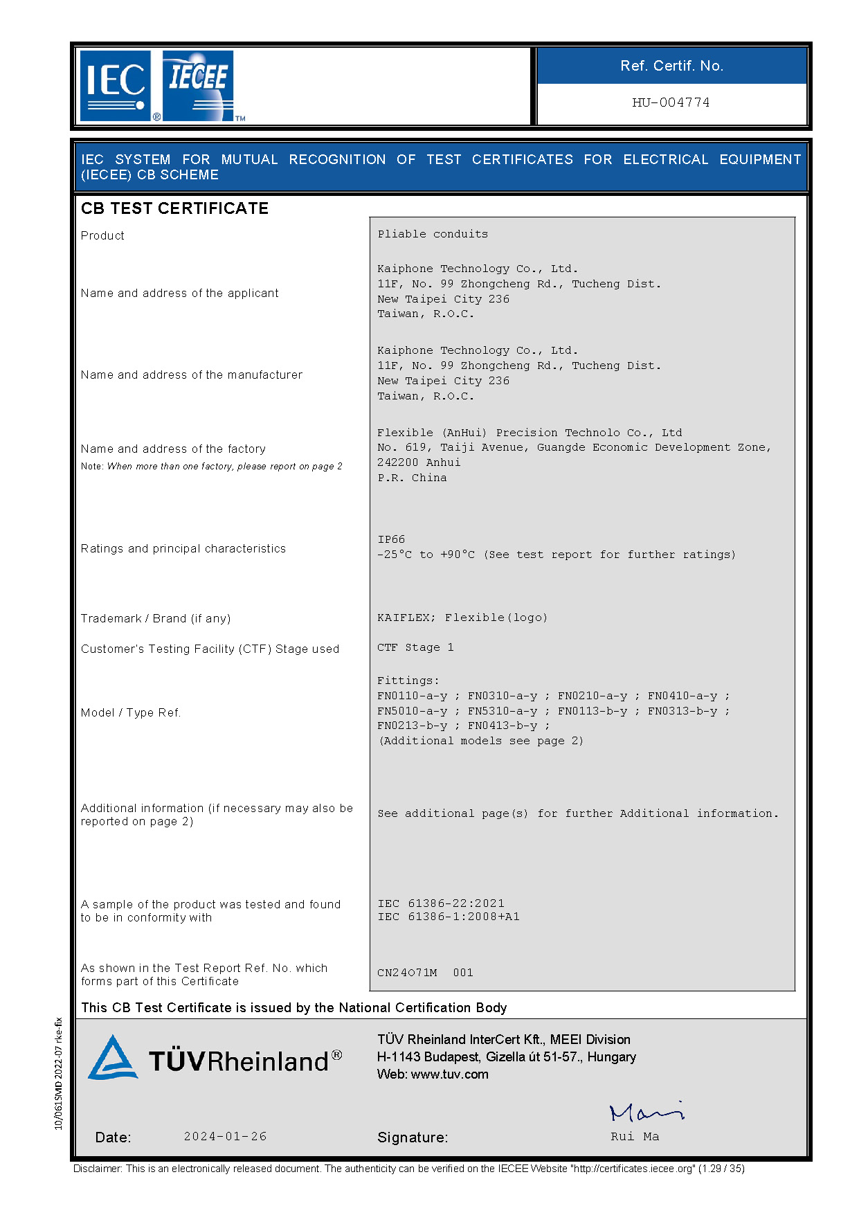 IEC SYSTEM FOR MUTUAL RECOGNITION OF TEST CERTIFICATES FOR ELECTRICAL EQUIPMENT (IECEE) CB SCHEME