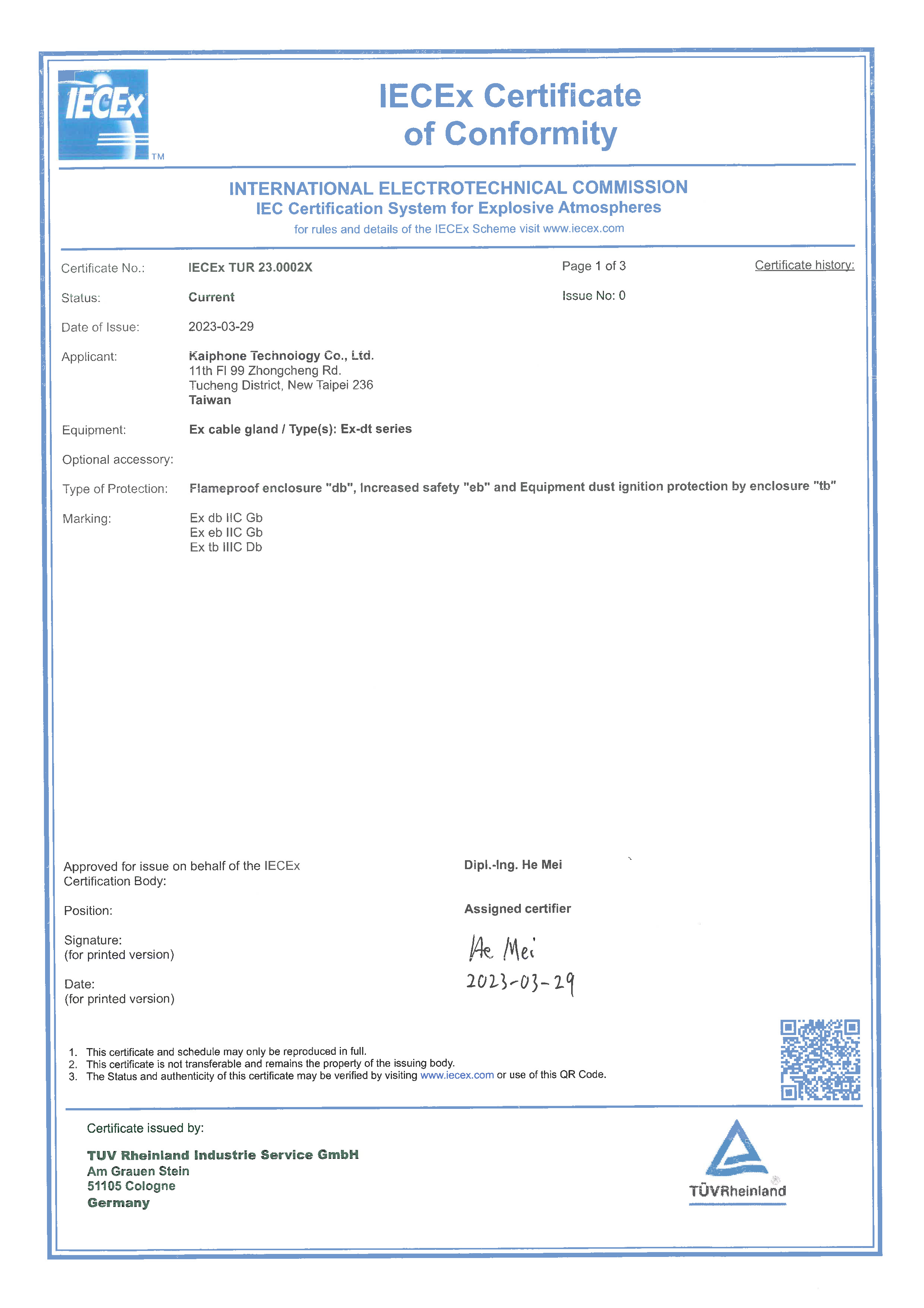 IECEx TUR 23.0002X