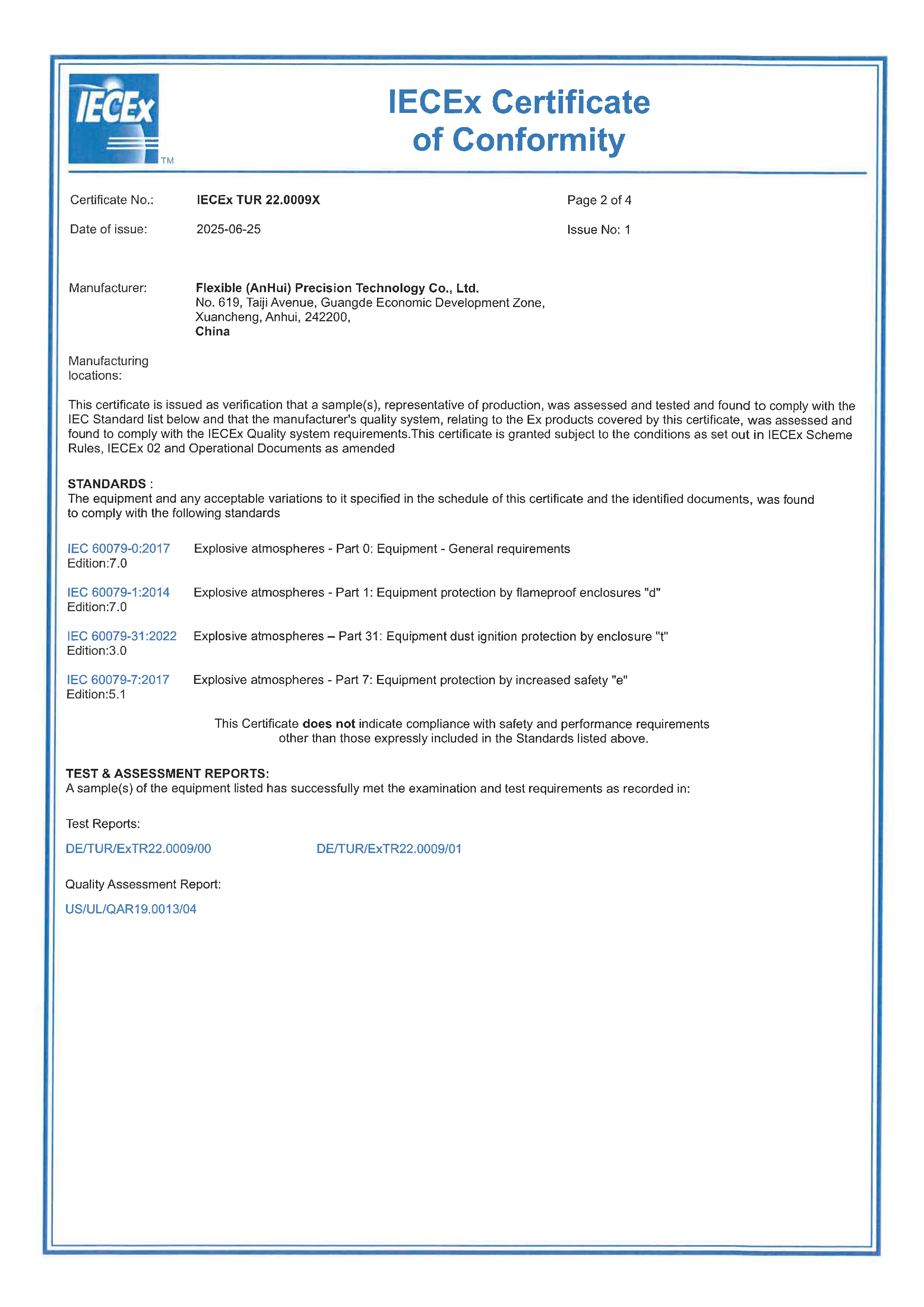 IECEx TUR 22.0009X