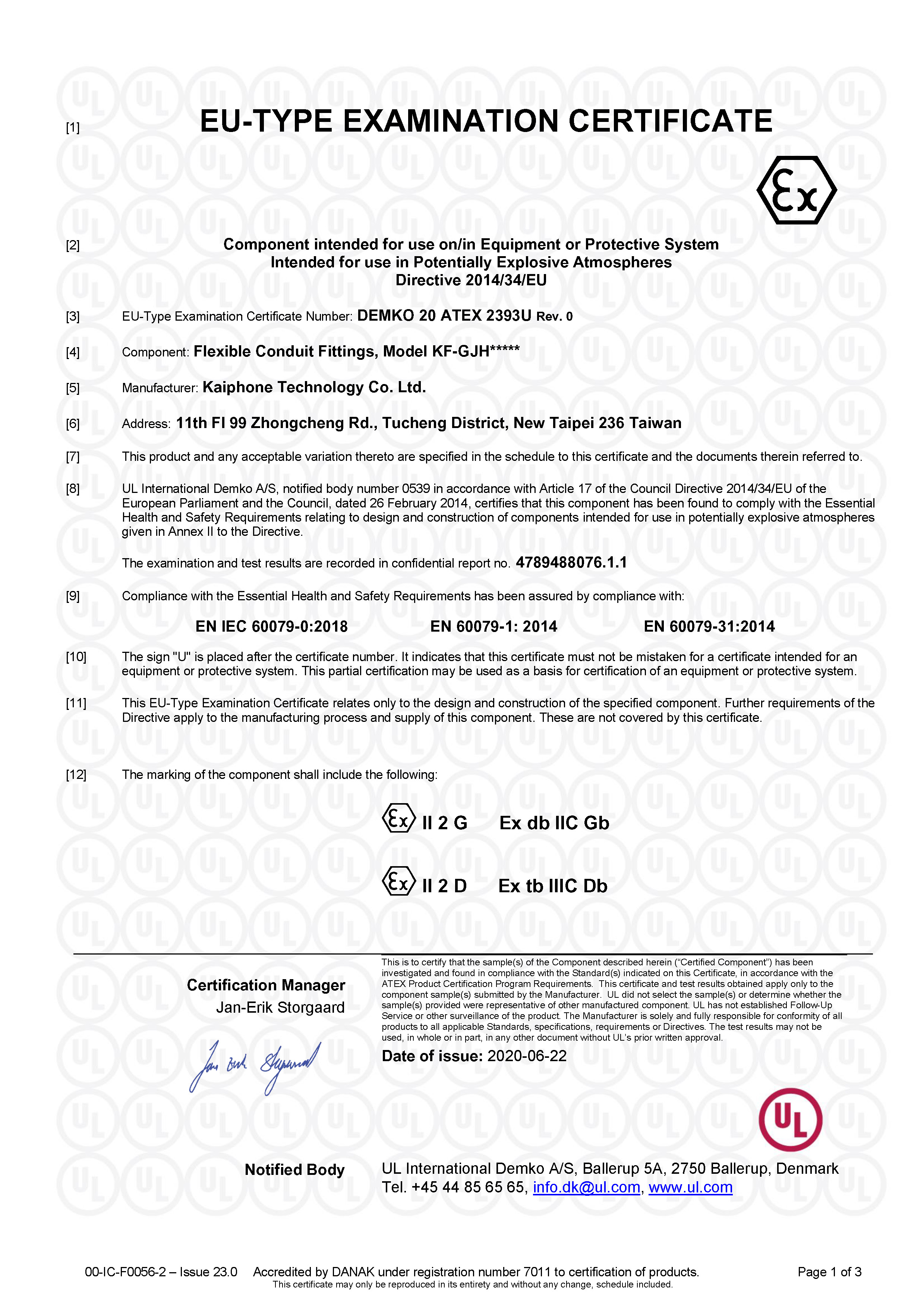 DEMKO 20 ATEX 2393U Rev. 0